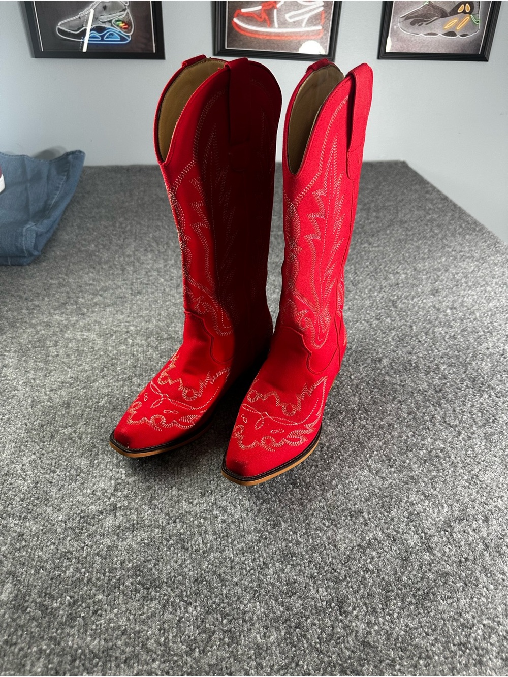 Fioralie Women's Red Embroidered Cowboy Boots
